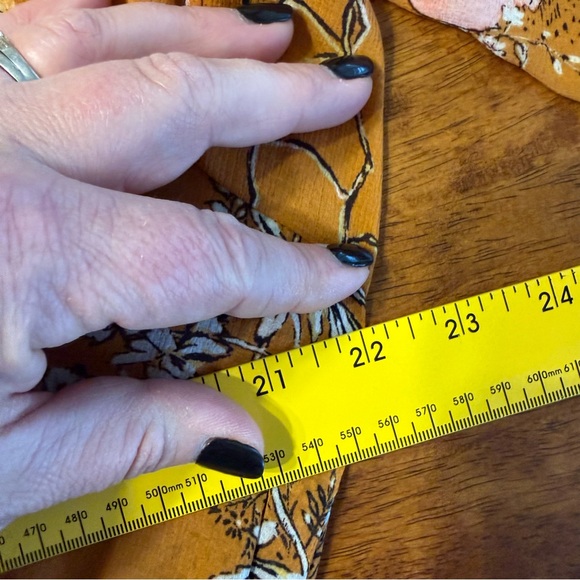 Free People Cherry Blossom Mini Dress Floral Bohemian Topaz color Mustard size L - Picture 10 of 13